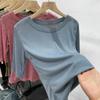 WTEMPO Round Collar Solid Thin Short Sleeve T-Shirts Women's Summer Korean Slim Casual All-match Tops Streetwear