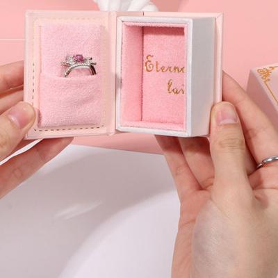 Flip Lid Book Shape Ring Box Storage Box Jewelry Packaging Engagement Ring Box Stud Earrings Ring Case Jewelry Display Case