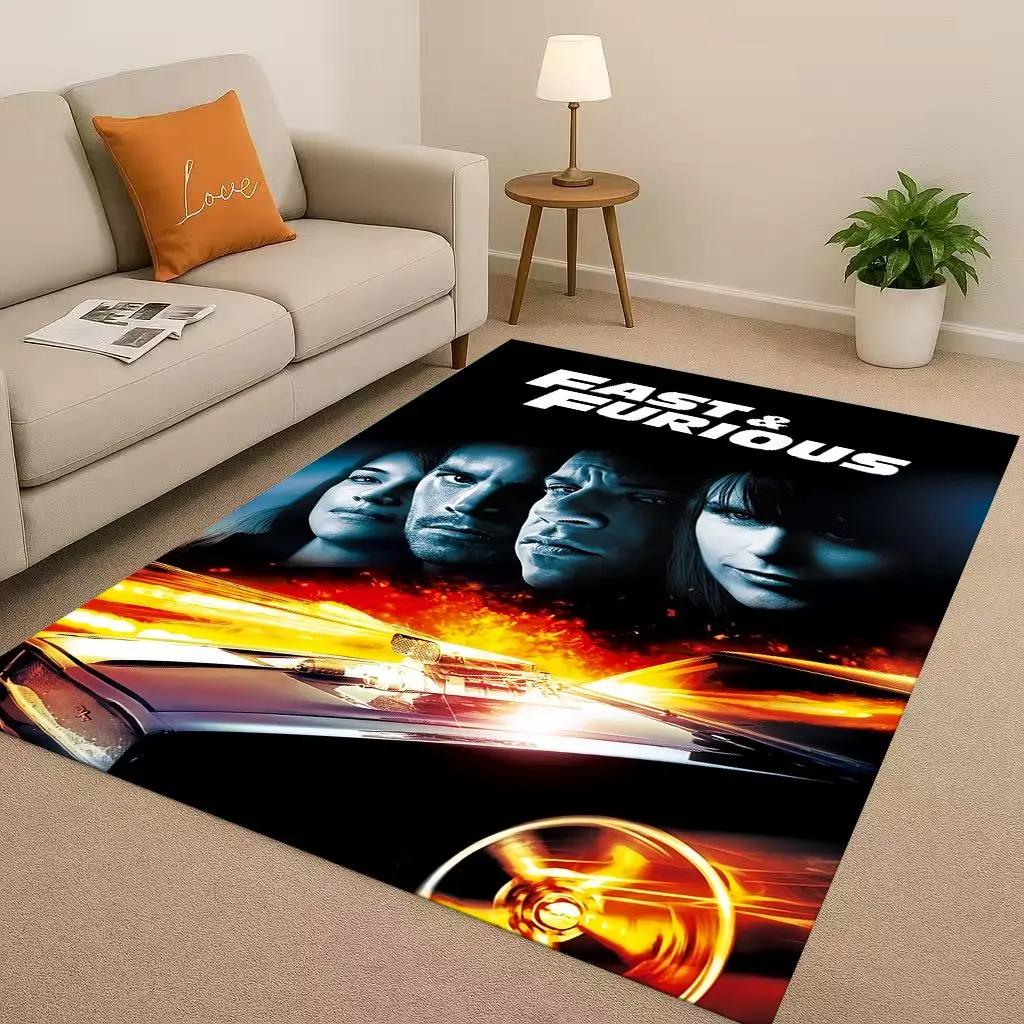 New Fast F-Furious Vin Diesel Racing Car Living Room Non-Slip Area Rug Carpet For Bedroom Playroom Sofa,Easy Clean Home Doormat