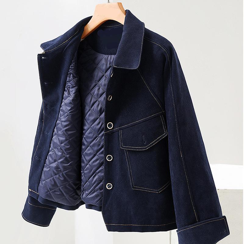 Autumn and Winter Coat Top Trendy Padded Denim Korean Version Versatile and Thin Short Cotton Jacket Women