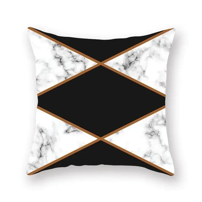 Marble Sofa Decoration Gold Black Geometric Cushion Cover Sofa Stripe Bedroom Living Room Throw Pillow Cover