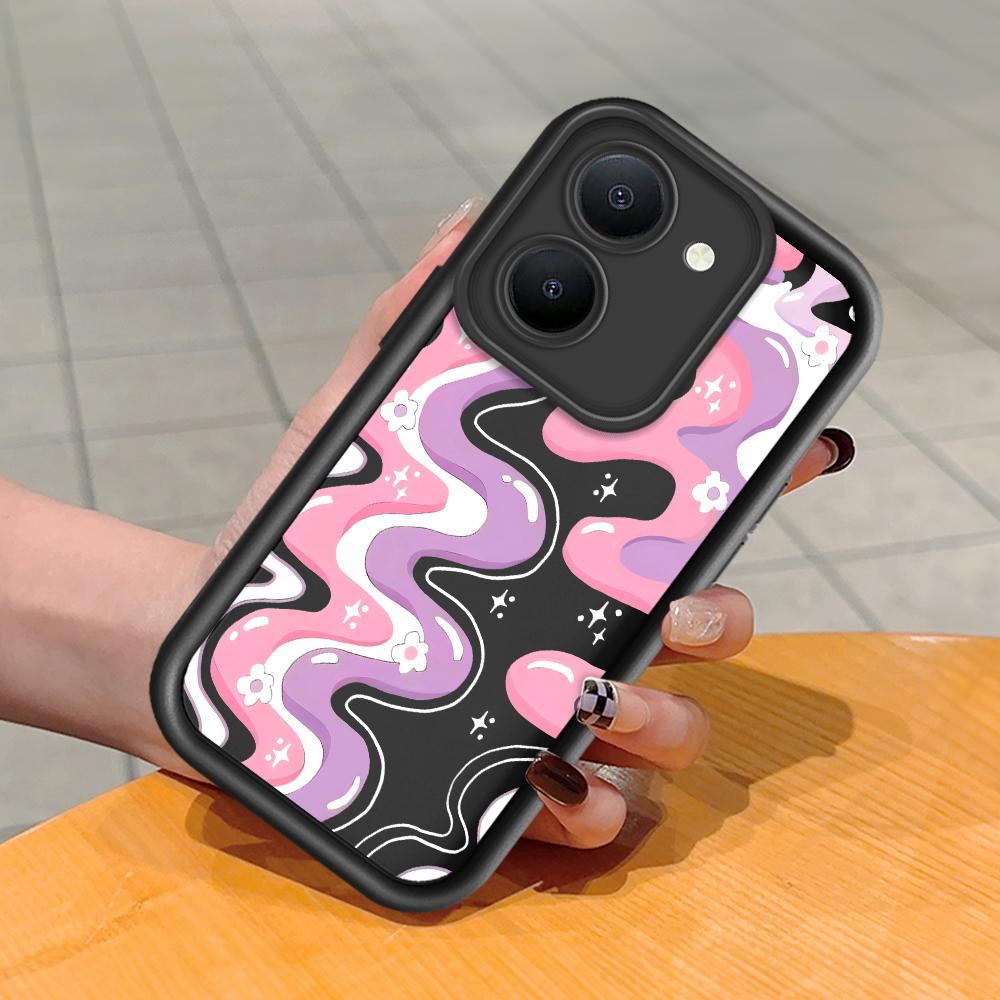 

Мягкий силиконовый квадратный чехол с рисунком лестницы для телефона, полное покрытие, противоударный защитный резиновый чехол для камеры для Vivo Vivo Y02 чёрный