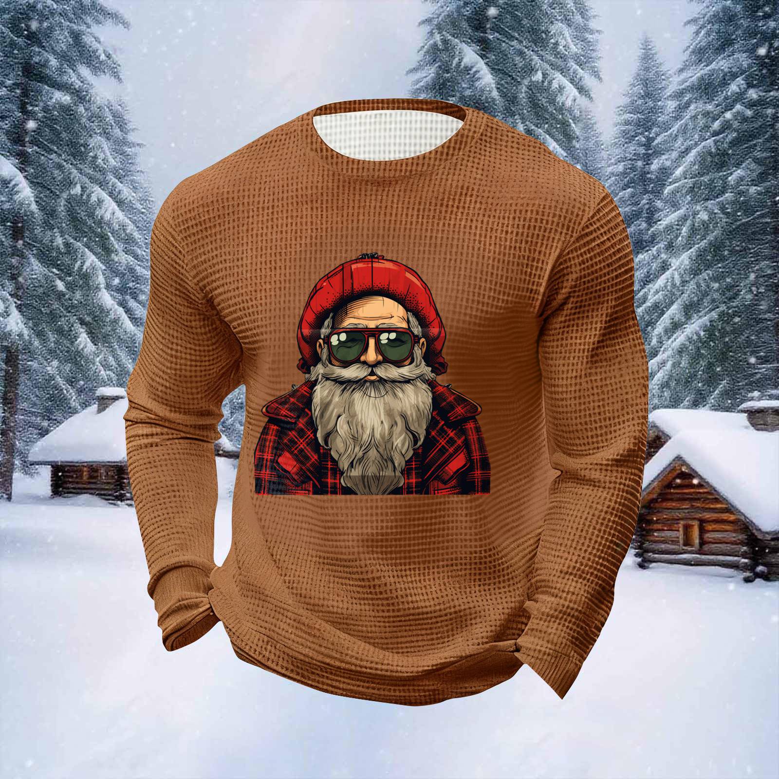 

Мужские топы с рождественским принтом, с круглым вырезом и длинными рукавами, мужские спортивные топы больших размеров в повседневном стиле с круглым вырезом XXL