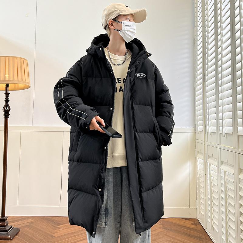 

Winter Down Jacket Men s Medium and Long Sports and Leisure Hooded Jacket To Keep Warm M чёрный