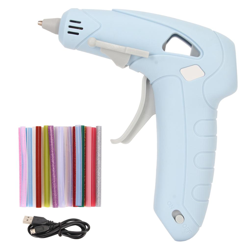 Hot Glue Melter 10W Fast Heating Ergonomic Handle USB Charge Hot Glue Melting Tool with 30 Sticks for Handicraft DIY