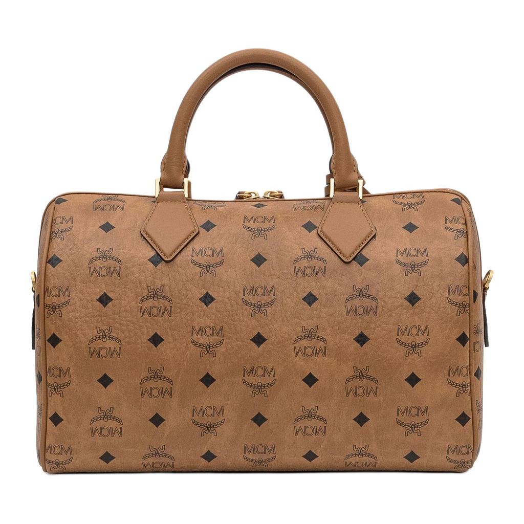 MCM Ella Integriertes Buchstabenlogo Geprägte Canvas-Tragetasche Mittel Damen-Handtaschen Braun MWBFAEA01CO001