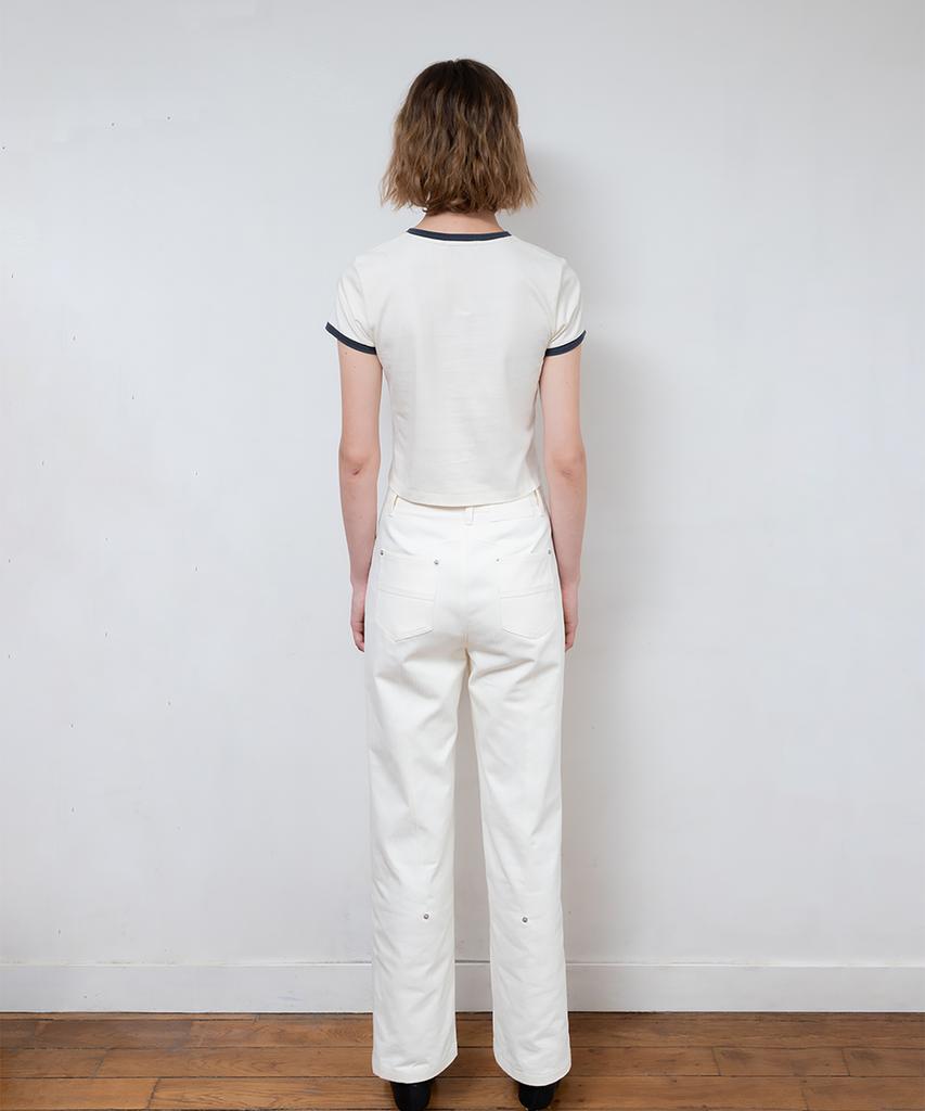 Pabeo Stripe Straight Pants (Cream)