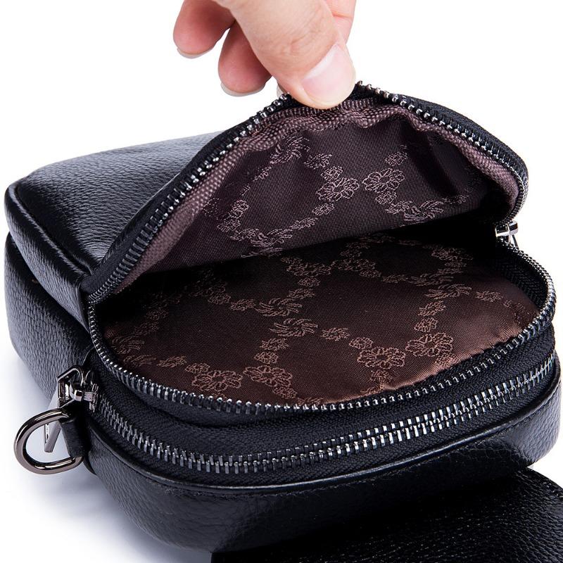 Skew Bag Multi-functional Mini Bag Women's Vertical Double Layer Genuine Leather Mobile Phone Bag