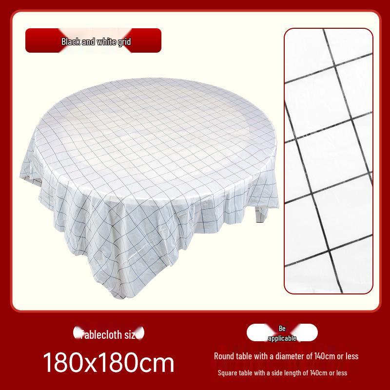 Round Disposable Plastic Tablecloth, 'Xi' Character, Waterproof & Oil-proof for Weddings, Banquets, Celebrations, and Picnics, Extra Thick