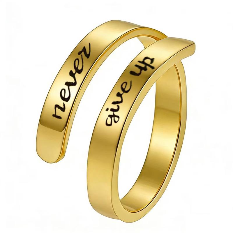 Retro Open Stainless Steel 'I Am Enough' Double Layer Ring for Women