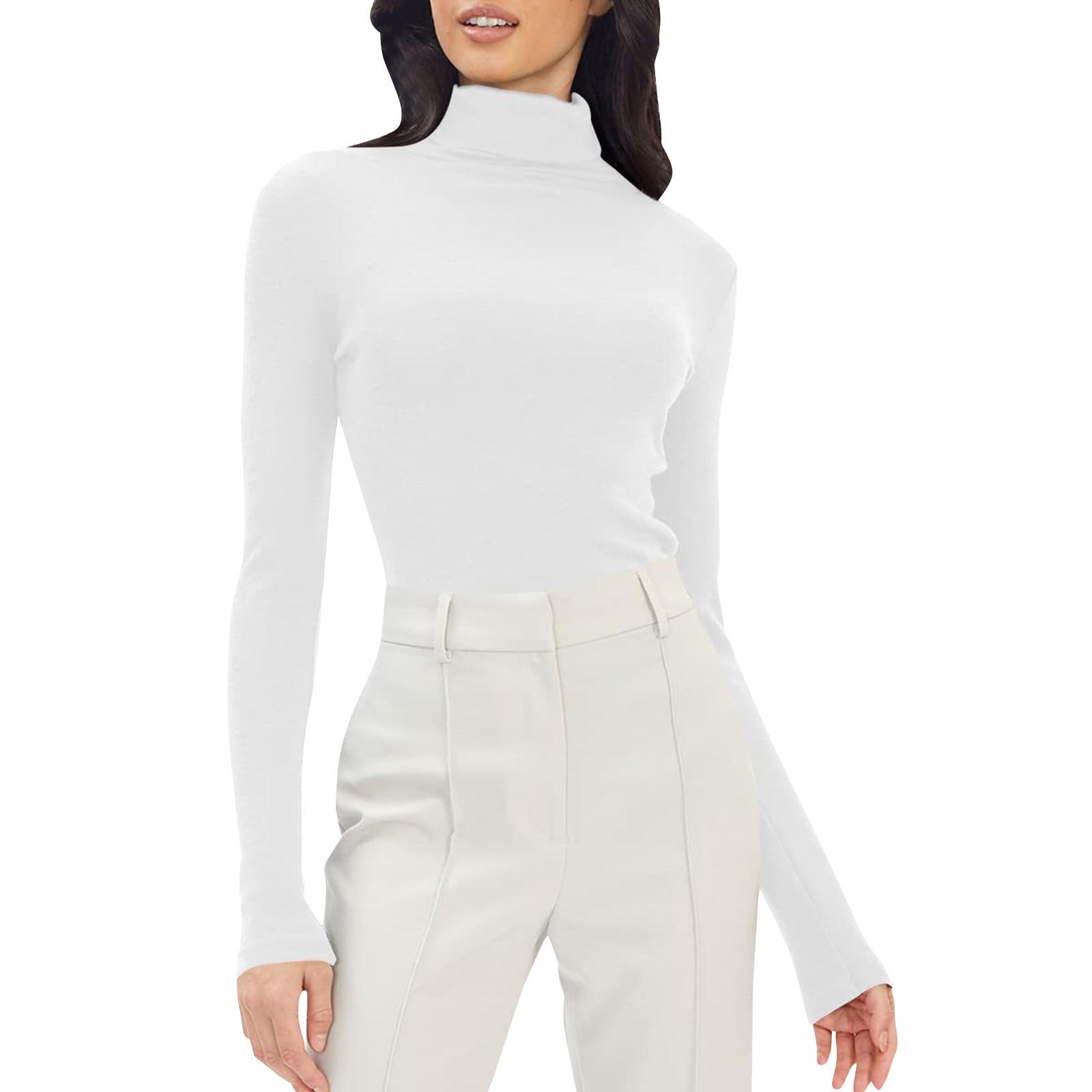 

Женская водолазка с воротником-стойкой и длинными рукавами, облегающая блузка XL белый