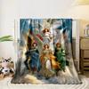 Four Angelic Figures in Heavenly CloudsFlannel blanket for bedroom, living room, sofa, and nap