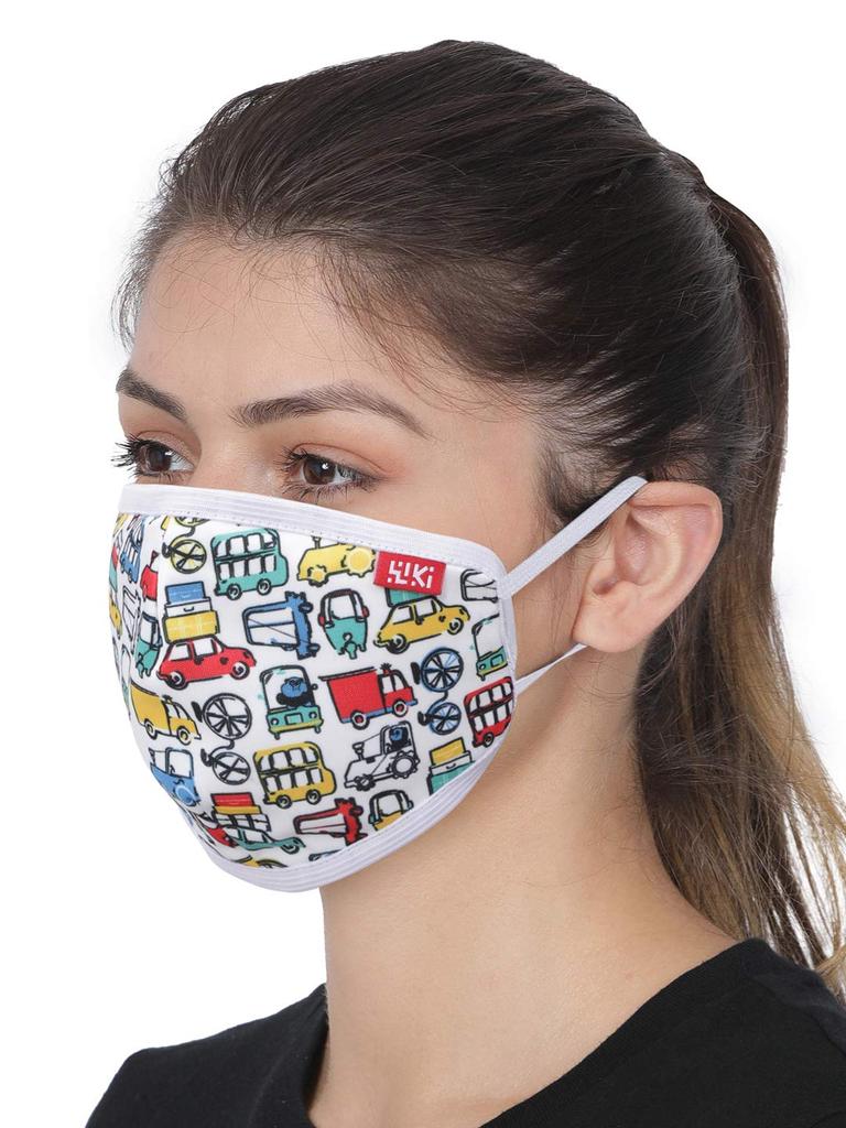 Wiki Champs Mask for Adults (Vehicle, White, Medium Size, Pack of 2)