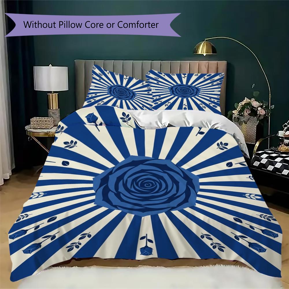 Rose Pattern Bedding uilt Set uilt Cover Pillowcase Home Decoration Birthday Gift (1 * duvet cover + 2 * pillowcase without core)54