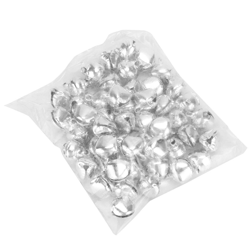 50pcs Small Bells DIY Mini Tiny Iron Jingle Bells with Hole for Craft Jewelry Festival Birthday DecorationSilver