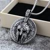 Vintage Solid Stainless Steel Spartan Warrior Mask Pendant Necklace For Men