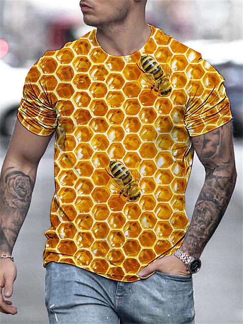 

Мужские футболки с 3D-принтом, симпатичный узор пчелы, топы, футболки, летняя уличная мода, свободная футболка, мужская одежда L