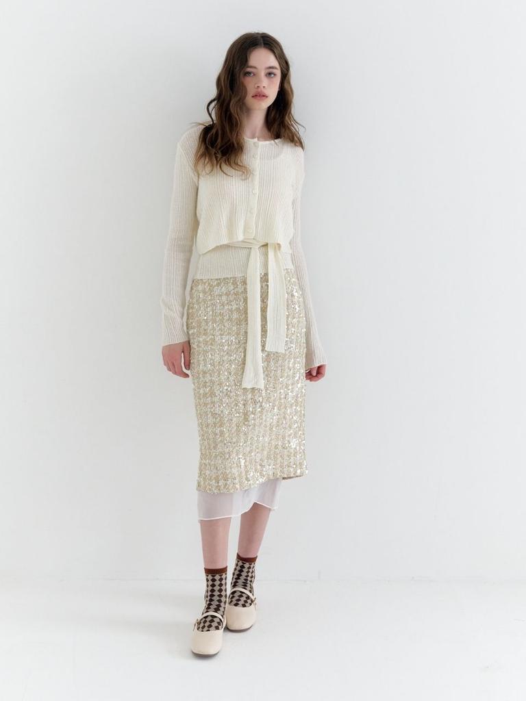 Fabric Seoul Wool Tweed Spangle Skirt