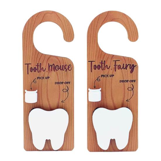 Wooden Tooth Holder Door Hanger Lost Teeth Pick-up Drop-Off Door