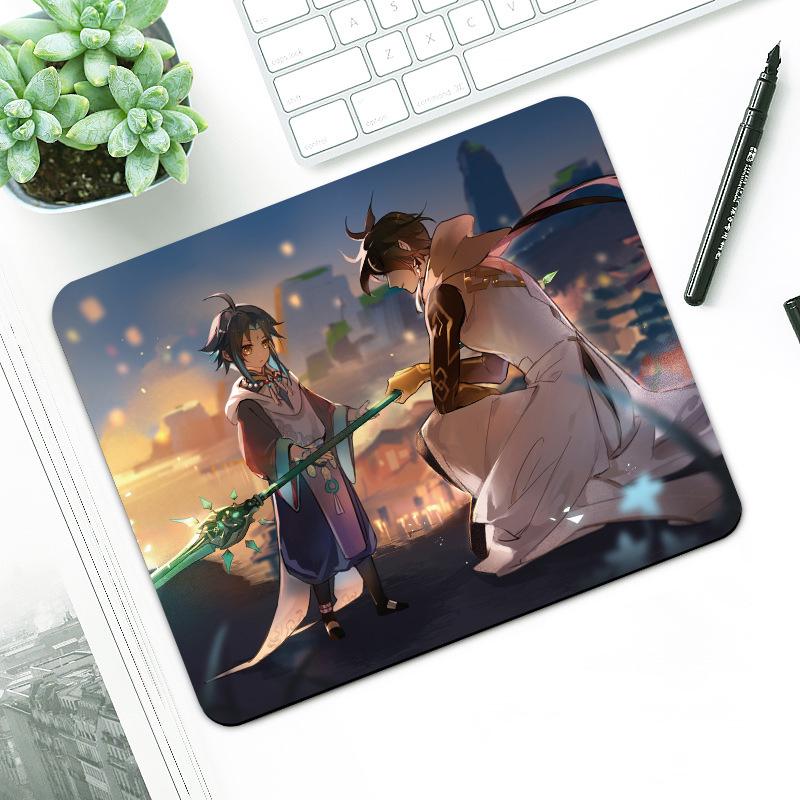 

Аниме коврик для мыши Genshin Impact - Маленький, с точной прострочкой, противоскользящий настольный коврик 300x250mm, 2mm Thick