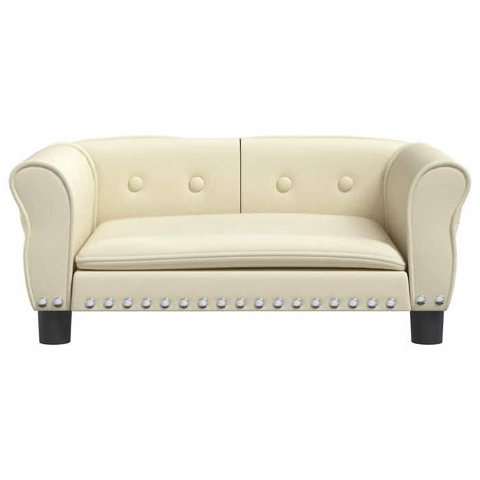 VidaXL Dog Bed, Pet Sofa with Wooden Frame, Basket for Puppies Indoor House, Cream 171832