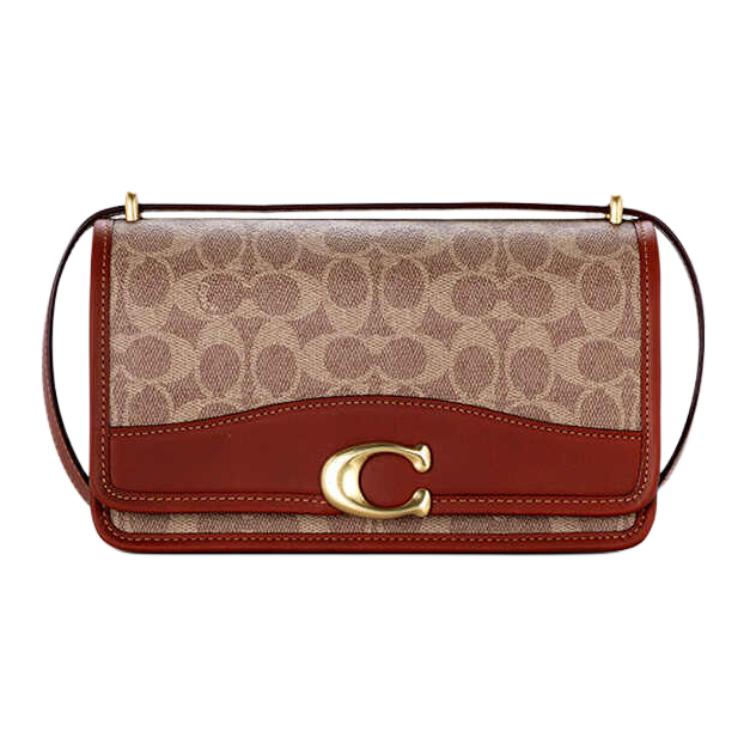 New COACH PVC Crossbody Bag Shoulder Bag Medium Size Women's Red Brown CQ668-B4NQ4
