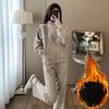 Plus Velvet Thick Sweater Suit Women's Autumn and Winter Fashion Western Style Casual Loose Wide-leg Pants Sportswear Two-piece Suit