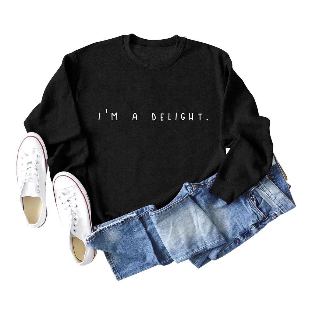 European and American Delight Long Sleeve Round Neck Hoodie 