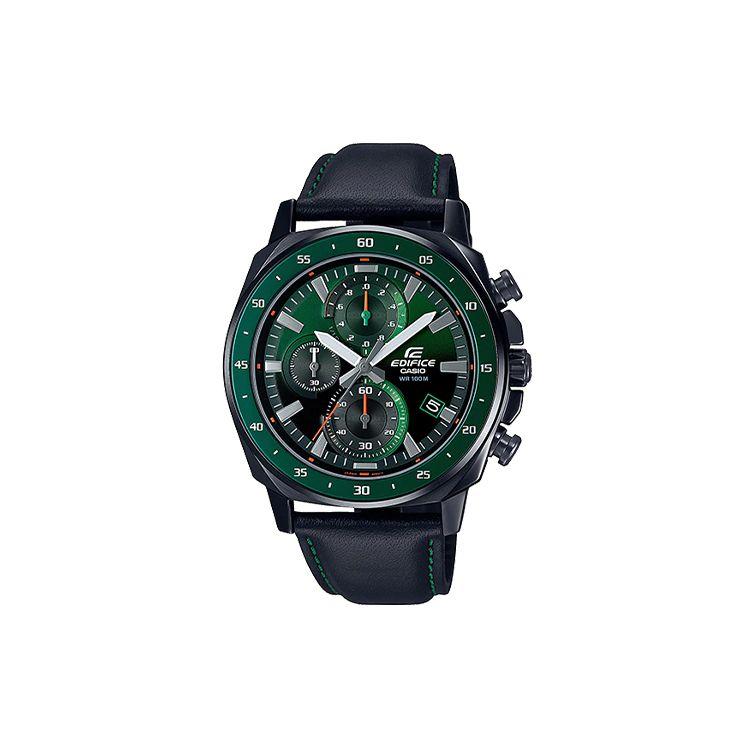 

Casio Edifice Series Minimalist Fashion Quartz Movement Genuine Leather Strap Watch Green Dial Men watches EFV-600CL-3 Black Green Watch Dial