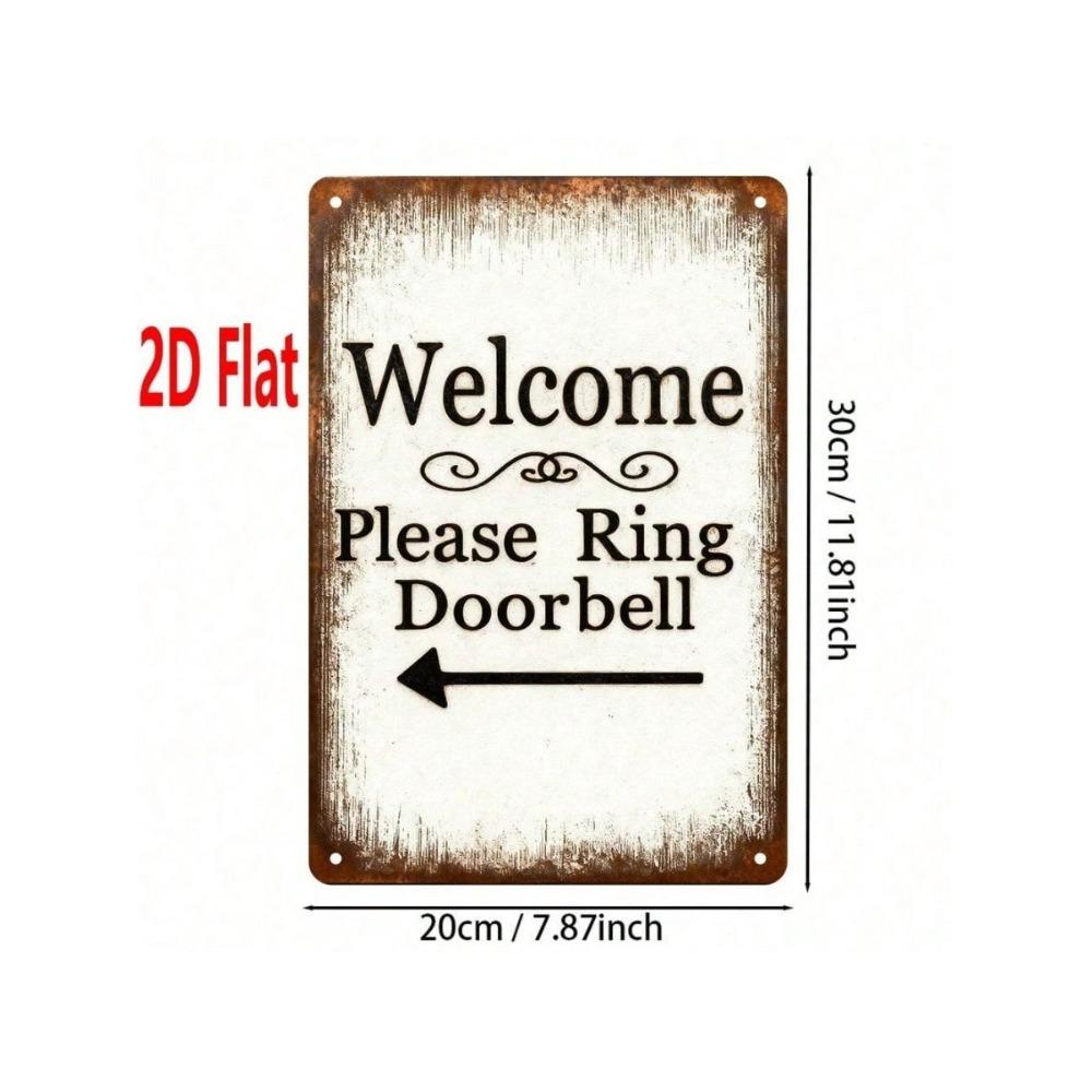 Please Ring Doorbell Metal Arrow Sign Wall Decor Outdoor Garden