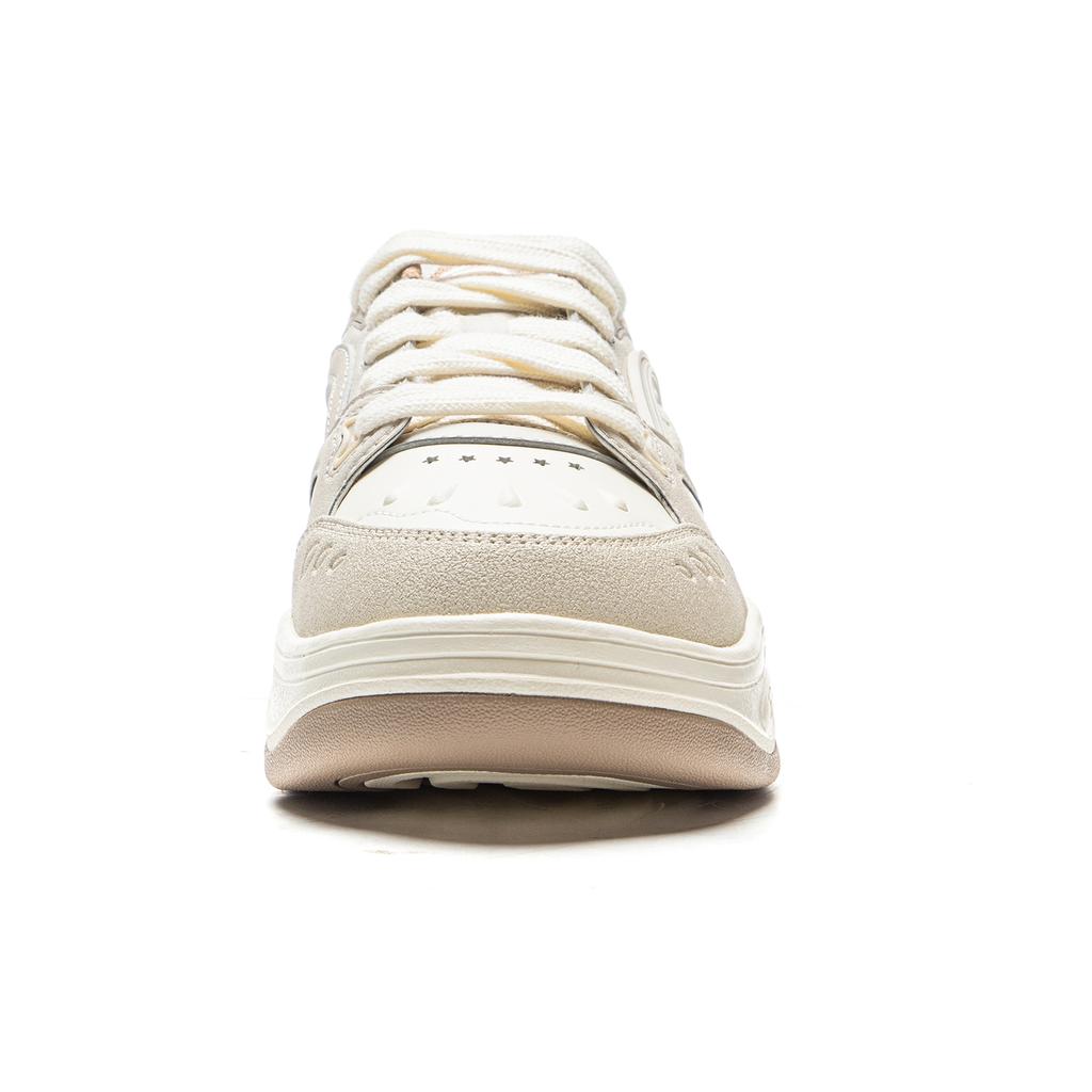 Li Ning Planet Cushioning Slip Resistant Abrasion Resistant Height Increasing Low Top Casual Shoes Women's Oat Gray AGCV260-2