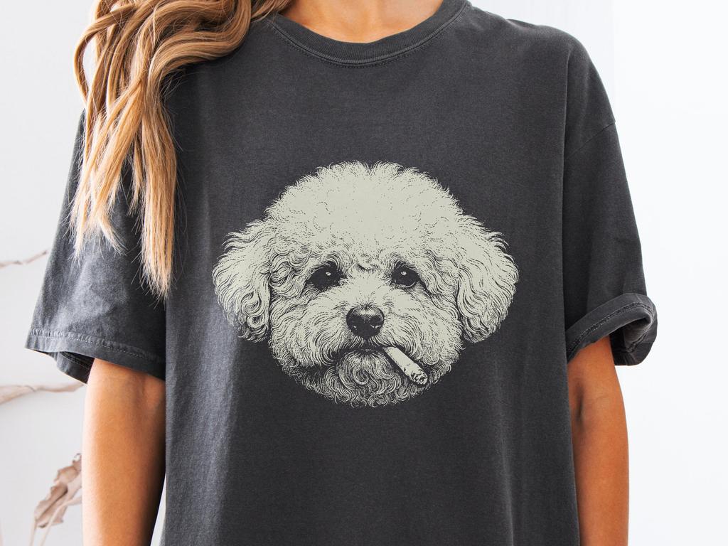 Smoking Bichon Frise Shirt, Vintage Y2K Grunge Bichon Graphic Tee, Funny Dog Face Shirt, Comfort Colors® Edgy Meme T Shirt, Dog Lover Gift