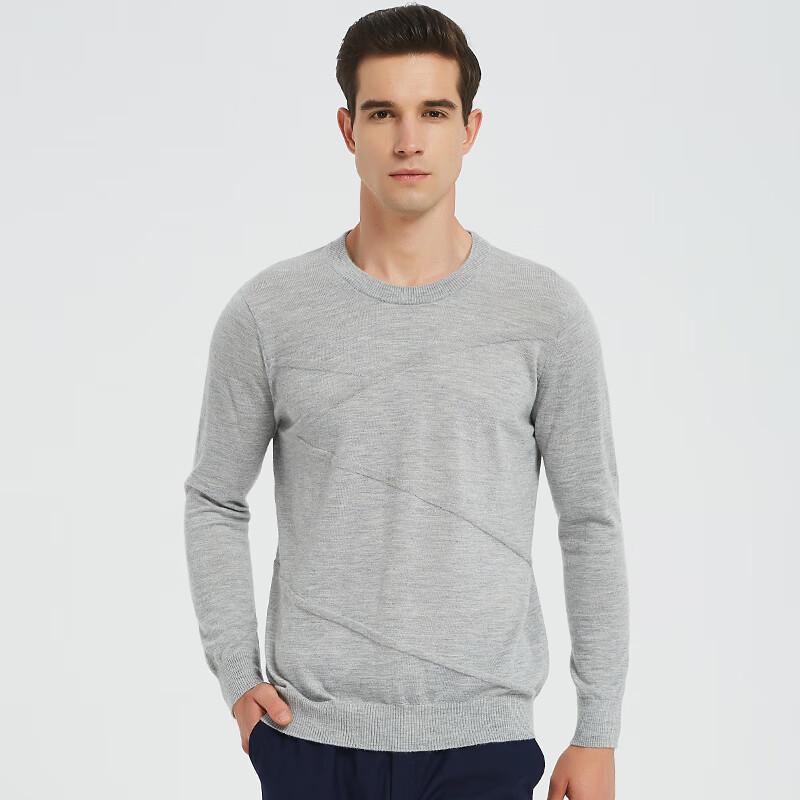 Hengyuanxiang Men's Pure Cashmere Round Neck Thin Sweater