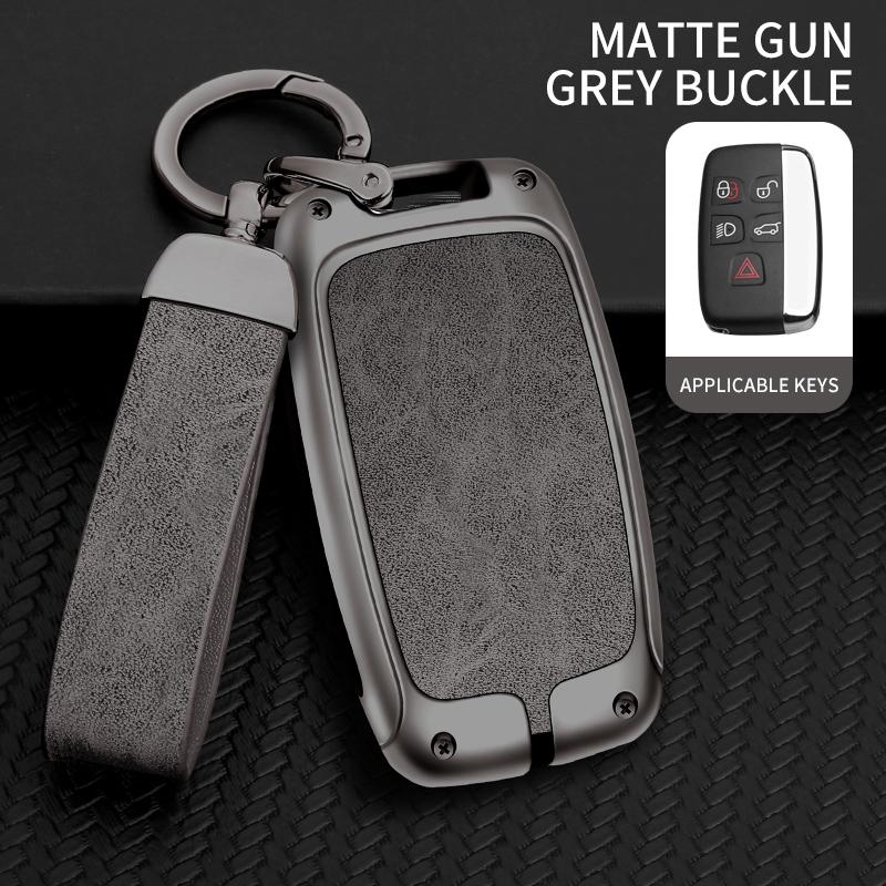 Leather Metal Car Key Case Cover Bag for Land Rover Range Rover Sport Evoque Freelander Velar Discovery 4 Jaguar XE XJ XF Guitar
