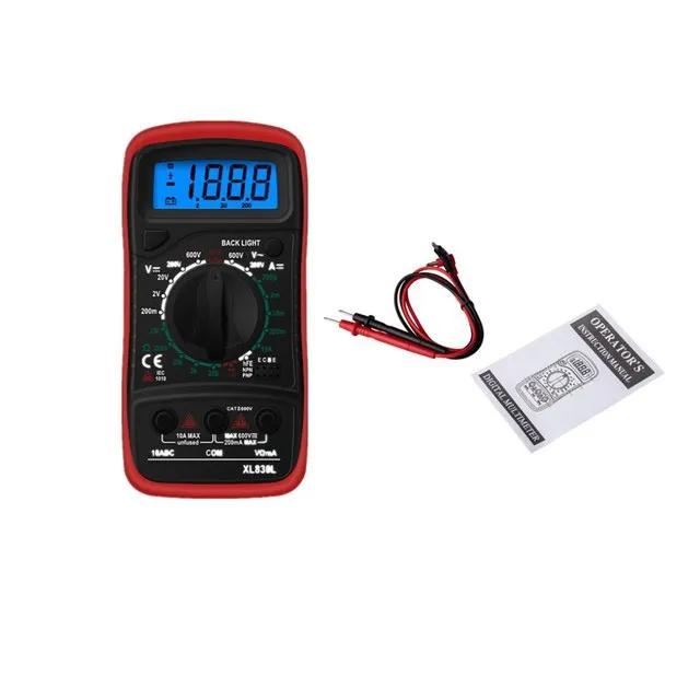 Handheld Digital Multimeter - LCD Backlight AC/DC Voltmeter, Ohm & Ampere Tester (Portable)