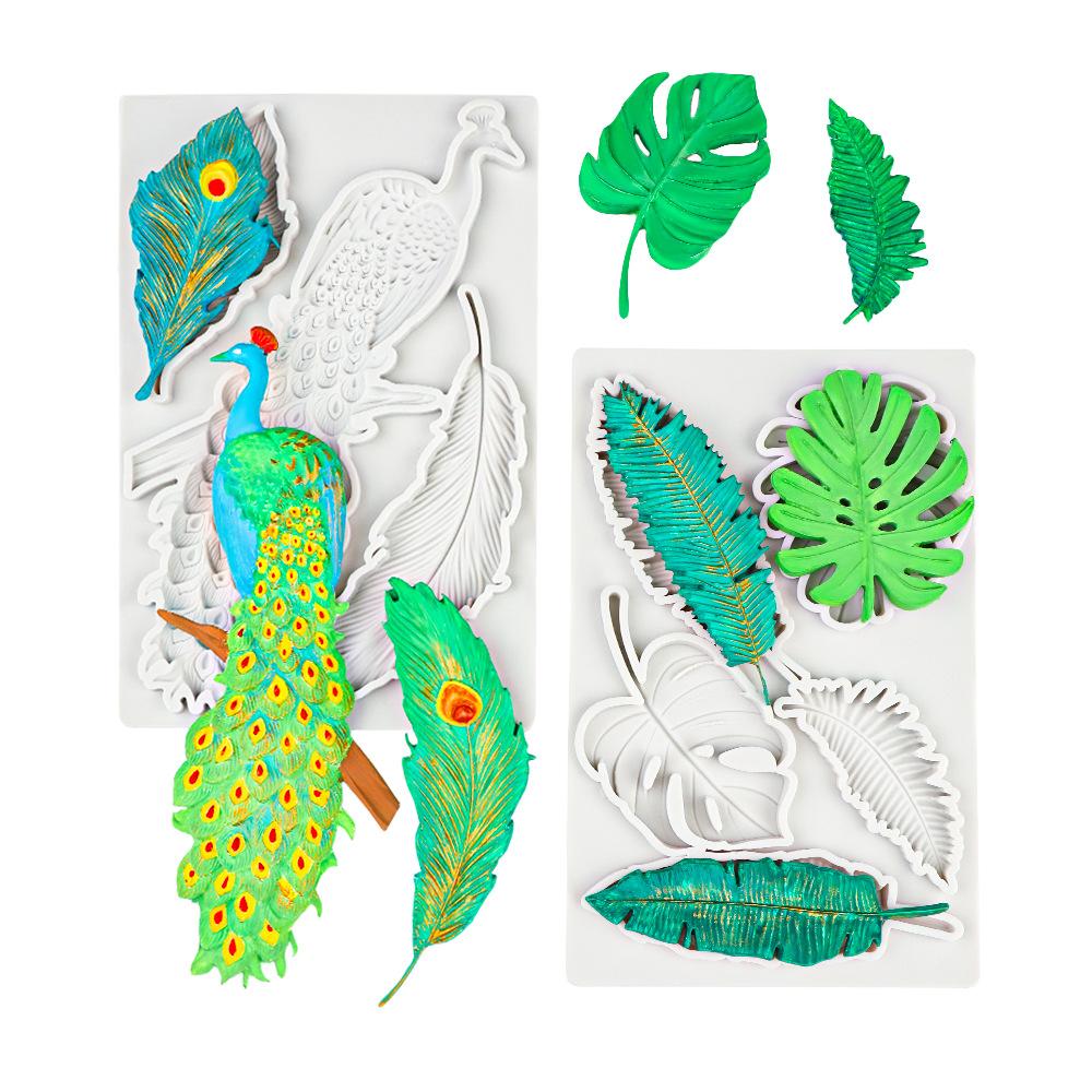 Feather Turtle Maple Back Leaf Peacock Shaped Silicone Mold for Baking Cakes Chocolate and Home Decor Mould