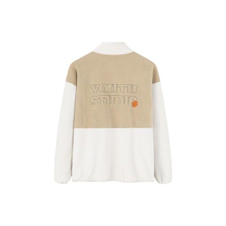 Anta Printed Letter Zip-Up Fleece-Lined Long Sleeve Jacket Unisex Outerwear Earthy-Grey 952238708-1