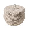 Storage Basket with Lid Key Laundry Round Little Baskets Organizer Shelves Woven Cotton Rope Indoor Pots Plant Decor