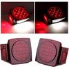 2Pcs Square Red Led Rear Combination Tail Lights Brake Stop Turn Tail Red Lens
