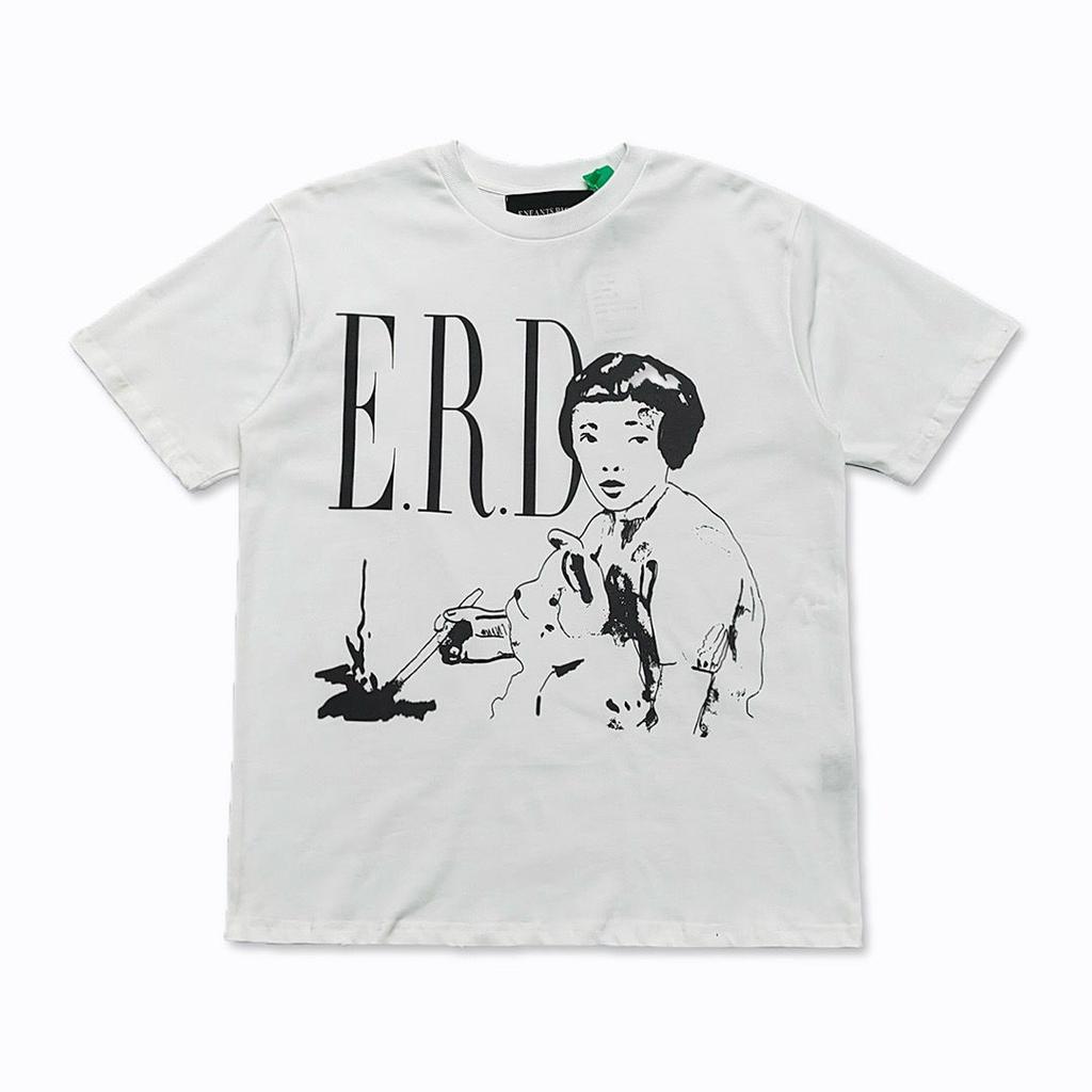 ERD Melancholie Trendmarke Zweite Generation Porträt High Street Druck Locker Herren T-Shirt Retro Rundhals Kurzarm