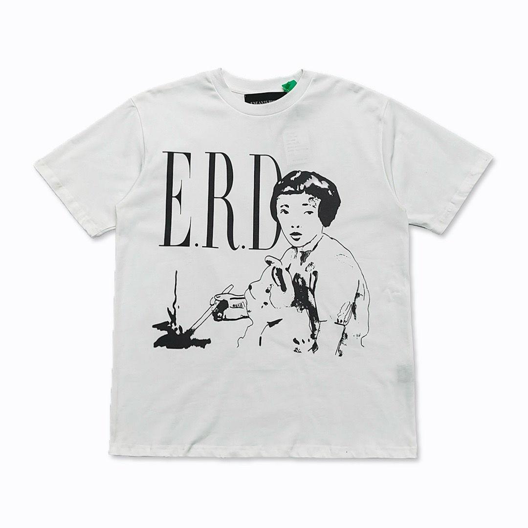 BenberFashion ERD Melancholie Trendy Merk Tweede Generatie Portret High Street Print Los Heren T-shirt Retro Ronde Hals Korte Mouw 2XL