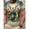 Mens 3d Angel Warrior Graphic T Shirt Golden Sword Design 3D Printed Tshirt For Men Clothes Wing Ornate Border Unisex Tee Tops