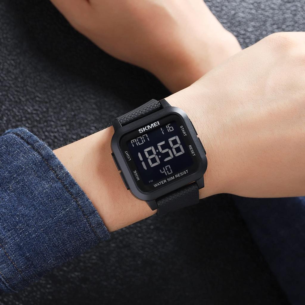 Datirzyx digital watch for uppercase waterproof arm sports double time with alarm Japanese manual included Easy-to-read men, display, watch, men's