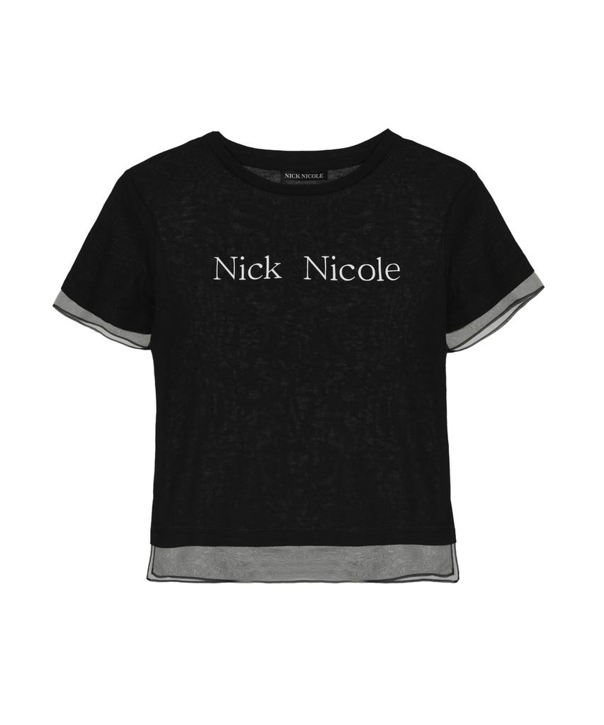 Nigaennikol Nicole Sheer Layered Logo Top_Black