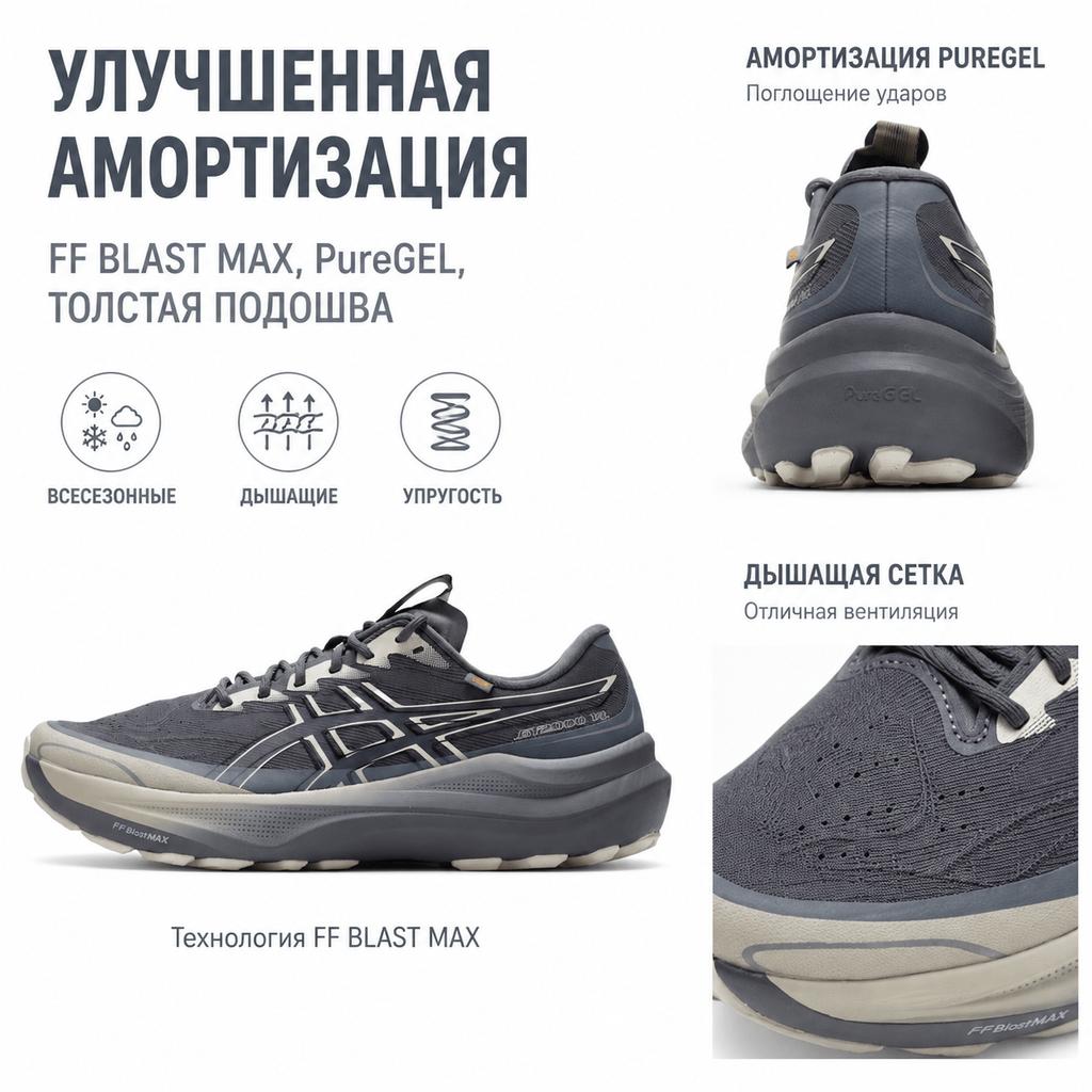 Asics GT-2000 14 Cómodas Duraderas Transpirables Zapatillas de Running Hombre zapatilla Gris 1011C265-020