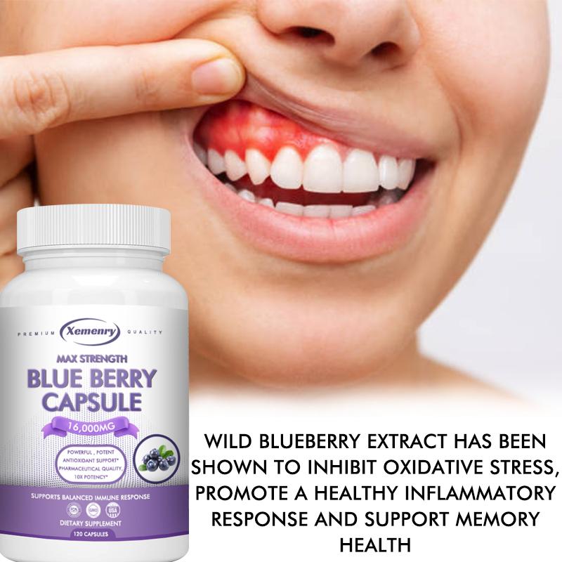 XEMENRY Blueberry Capsules Contain Anthocyanins, Vitamins, and Natural Antioxidants To Support Cholesterol Health and Cognitive Function.