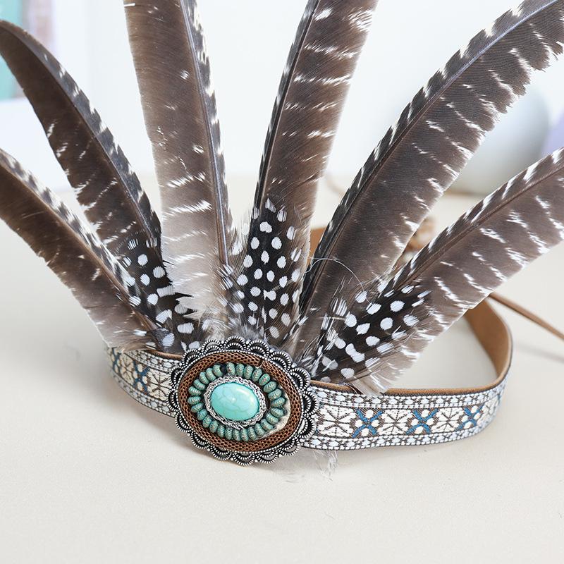 Indian Feather Headdress - Chief Hair Ornament for Children & Adults, Festival Performance Props