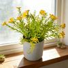 Potted Artificial Flower Spring Fake Wildflowers in Vase Small Realistic Faux Flower Decor