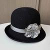 British Retro Crimped Small Edge Top Hat Women's Fashion Face Covering Sunscreen Basin Hat Spring and Summer Travel Breathable Sun Hat