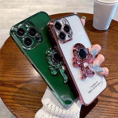 Astronaut Stand Holder Plating Phone Case For Iphone 13 11 12 Pro Max Xs Max Xr X 7 8 Plus 13pro Shockproof Bumper Clear Cover